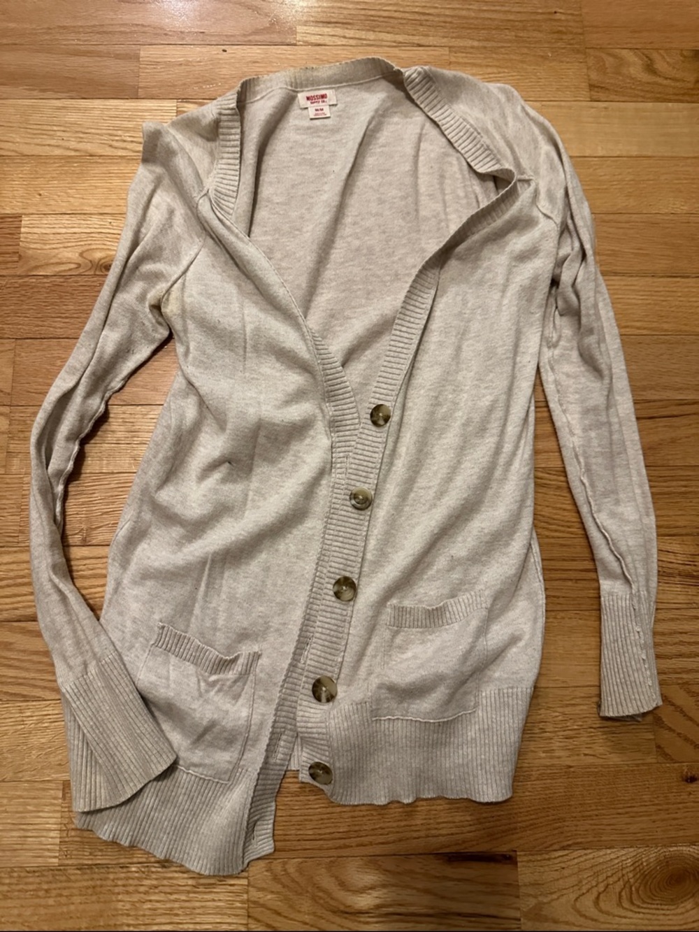 Mossimo Supply Co. Cream Button-Up Ribbed Trim Cardigan